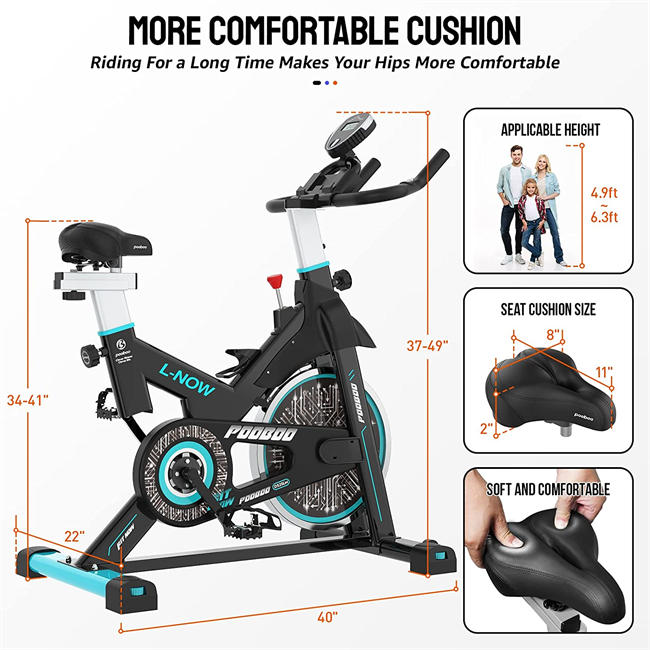 pooboo Magnetic Resistance Indoor Cycling Bike, Belt Drive Indoor Exercise Bike Stationary LCD Monitor with Ipad Mount ＆Comfortable Seat Cushion for Home Cardio Workout Cycle Bike Training 2022 Upgraded Version