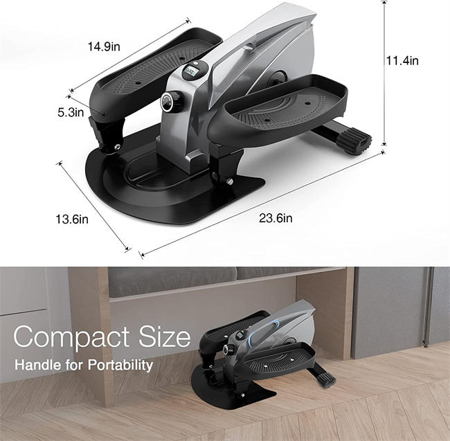 Under Desk Elliptical Portable Elliptical Machine, Desk Bike Pedal Exerciser with Adjustable Resistance & LCD Monitor, Non-Slip Quiet Elliptical Suitable for Gym Office Home