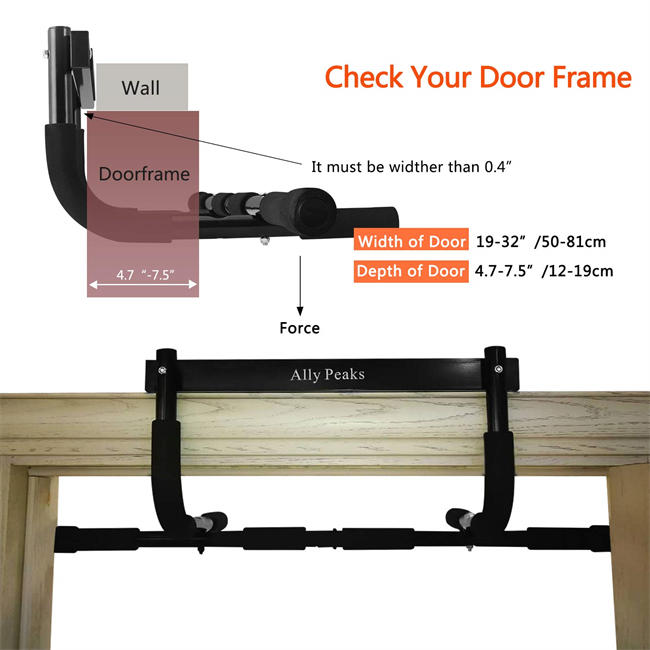 Pull Up Bar for Doorway | Thickened Steel Max Limit 440 lbs Upper Body Fitness Workout Bar| Multi-Grip Strength for Doorway | Indoor Chin-Up Bar Fitness Trainer for Home Gym Portable