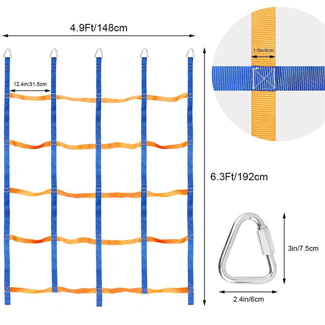 Climbing Net for Kids Outdoor, Portable Ninja Cargo Net Rope Ladder Monkey Bars for Ninja Slackline, Jungle Gyms, Swing Set, Ninja Warrior Style Obstacle Courses for Outdoor Treehouse