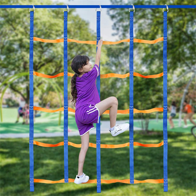 Climbing Net for Kids Outdoor, Portable Ninja Cargo Net Rope Ladder Monkey Bars for Ninja Slackline, Jungle Gyms, Swing Set, Ninja Warrior Style Obstacle Courses for Outdoor Treehouse