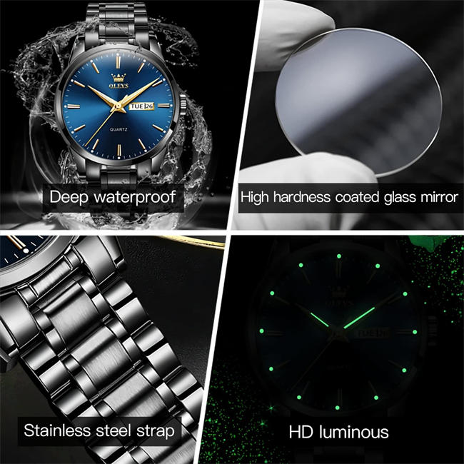 Wrist Watch for Men, Stainless Steel Quartz Watch with Date Waterproof Bussiness Dress Watches