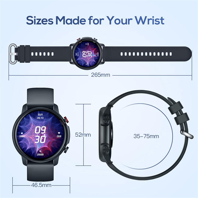 Watch for Men Fitness Tracker: IP68 Waterproof Smartwatch for Android iOS Phone Sport Running Digital Watches with Heart Rate Blood Pressure Sleep Monitor Step Counter 46.5mm Round Touch Screen