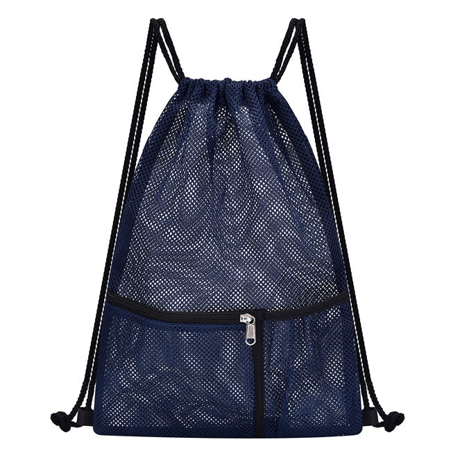 Heavy Duty Mesh Drawstring Bag, Sport Equipment Storage Bag for Beach, Swimming 